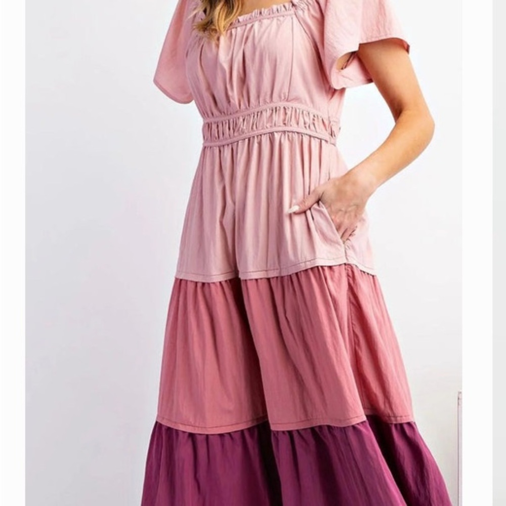 NWOT Color block poplin midi dress